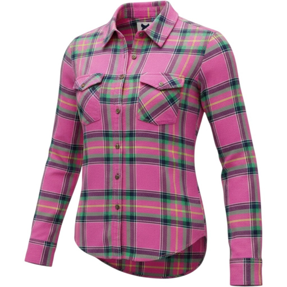 Gilly Hicks Sydney Women's Size S Pink Plaid Long Sleeve Collared Shirt Logo VD4